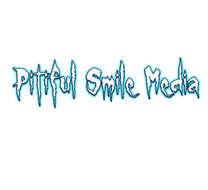A stylized, blue graffiti-like font boldly spells out "Pitiful Smile Media" on a transparent background.